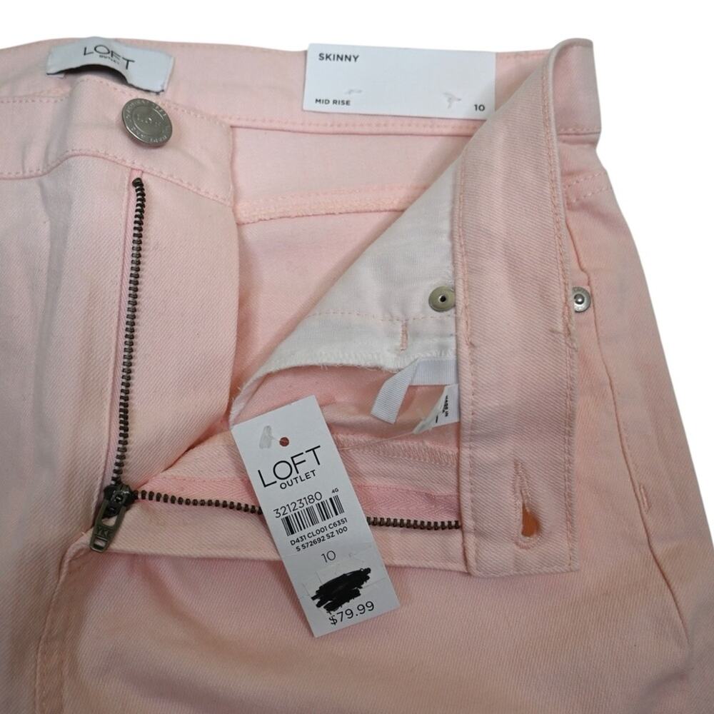 LOFT Womens 10 Mid Rise Pale Pink Skinny Jean NEW - Picture 9 of 12